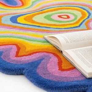 Psychedelic Irregular Shaped Tufted Custom Rug Wool Rug brand new